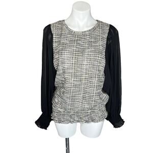 GiGio Picture Perfect Tweed Chiffon Blouse size Small NWT
